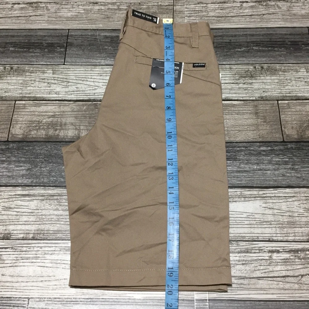 Volcom Chino Shorts Youth 28 Beige Tan (Inseam 9) Casual Flat Front